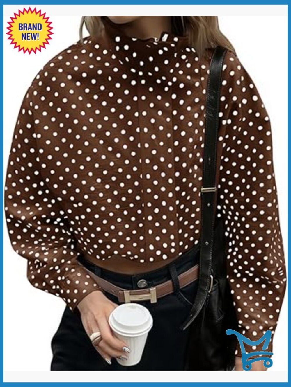 Zip Up Cropped Jacket Polka Dot Oversized Lightweight Casual Coat